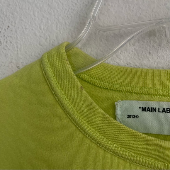 Off White Short Sleeve Contracting Safety First Neon Tee T Shirt - Picture 4 of 8